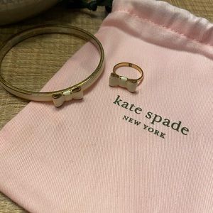 Kate Spade cream bow ring and bangle set